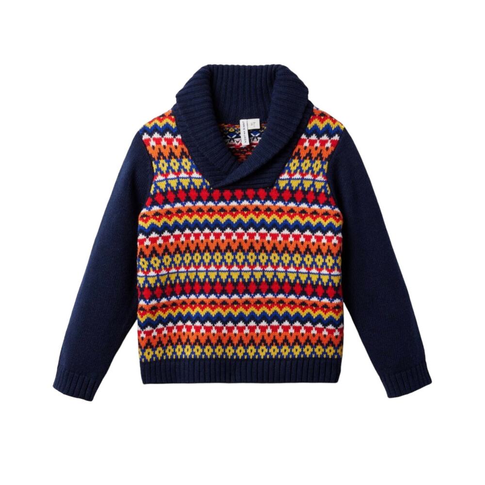 Janie and Jack Baby Boys Navy Fair Isle Sweater. 12-18 Months. NWT
